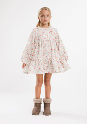 CONGUITOS TEXTIL ROPA / VESTIDOS / MANGA LARGA Beige Flowers Printed Dress