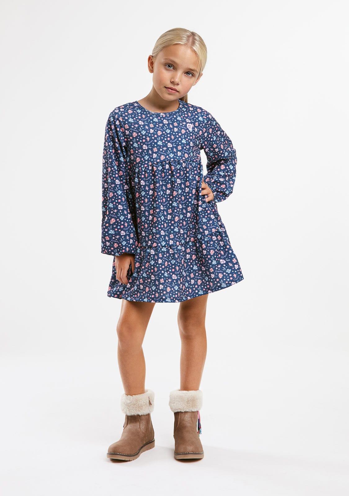 CONGUITOS TEXTIL ROPA / VESTIDOS / MANGA LARGA Navy Flowers Printed Dress
