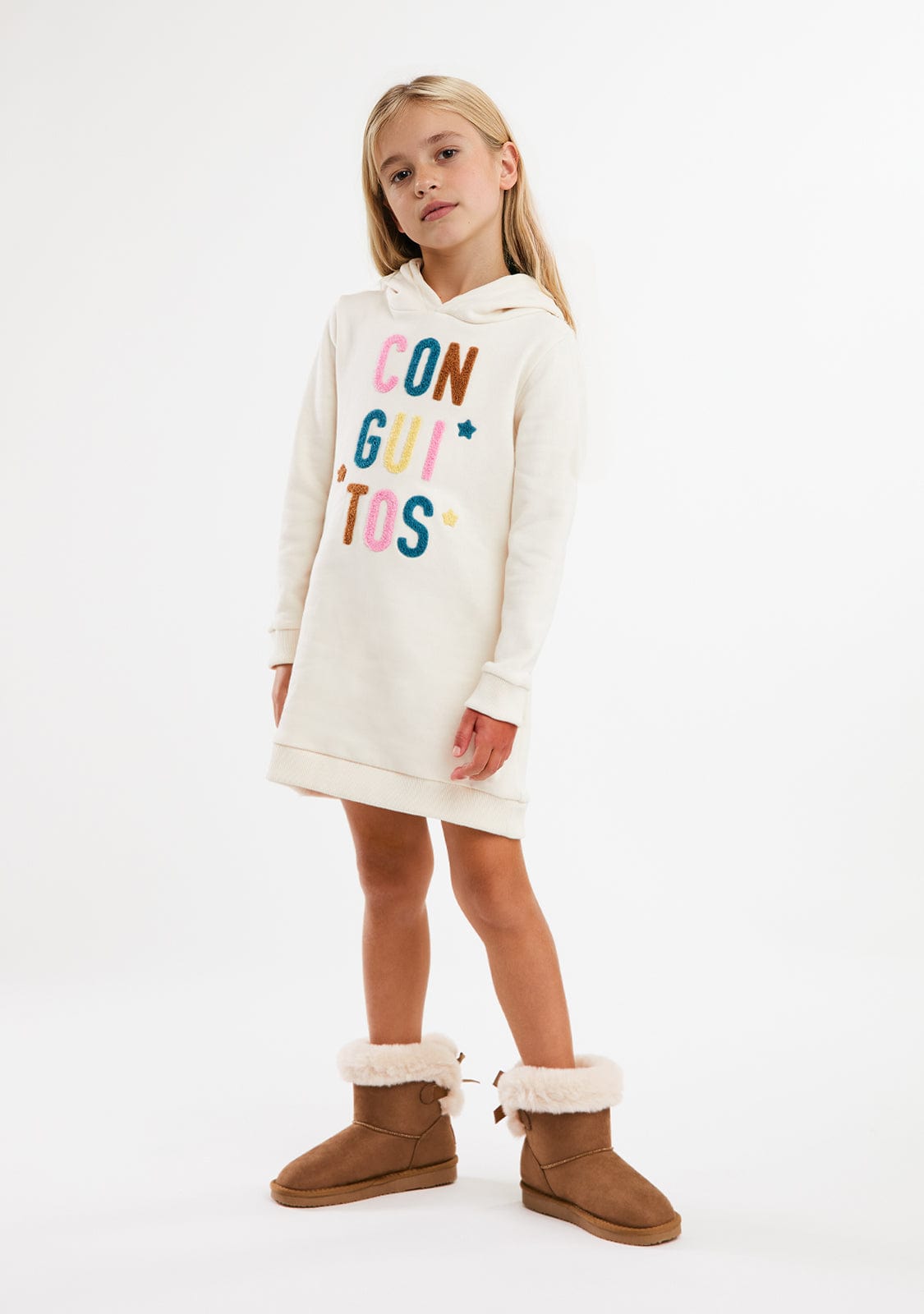 CONGUITOS TEXTIL ROPA / VESTIDOS / SUDADERA Beige Conguitos Hooded Dress