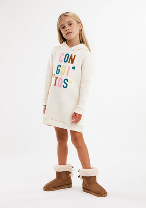 CONGUITOS TEXTIL ROPA / VESTIDOS / SUDADERA Beige Conguitos Hooded Dress