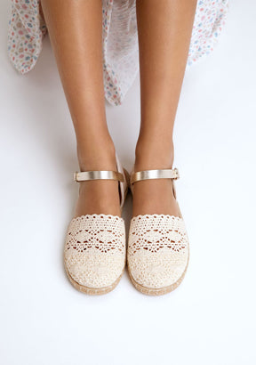 CONGUITOS ZAPATOS / ALPARGATAS Beige Crochet Buckle Espadrilles