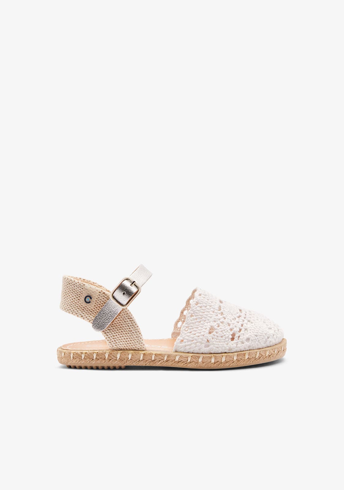 CONGUITOS ZAPATOS / ALPARGATAS White Crochet Buckle Espadrilles