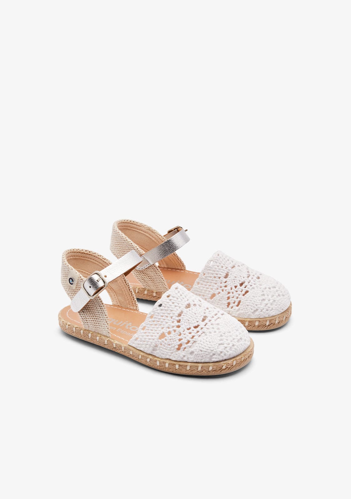 CONGUITOS ZAPATOS / ALPARGATAS White Crochet Buckle Espadrilles