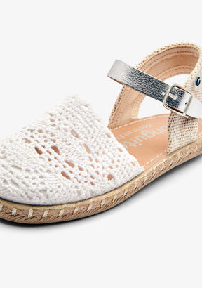 CONGUITOS ZAPATOS / ALPARGATAS White Crochet Buckle Espadrilles