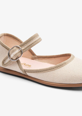 CONGUITOS ZAPATOS / BAILARINAS Beige Buckle Canvas Ballerinas