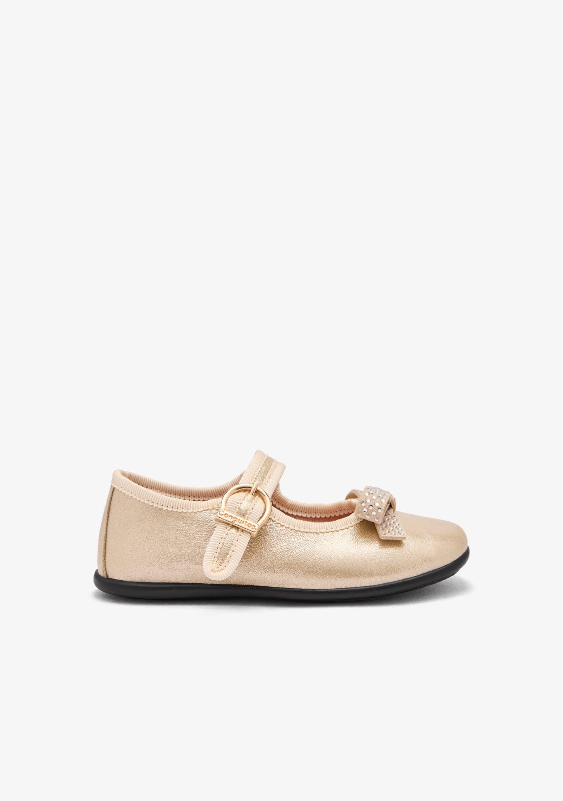 CONGUITOS ZAPATOS / BAILARINAS Gold Bow Mary Janes