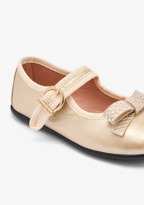 CONGUITOS ZAPATOS / BAILARINAS Gold Bow Mary Janes