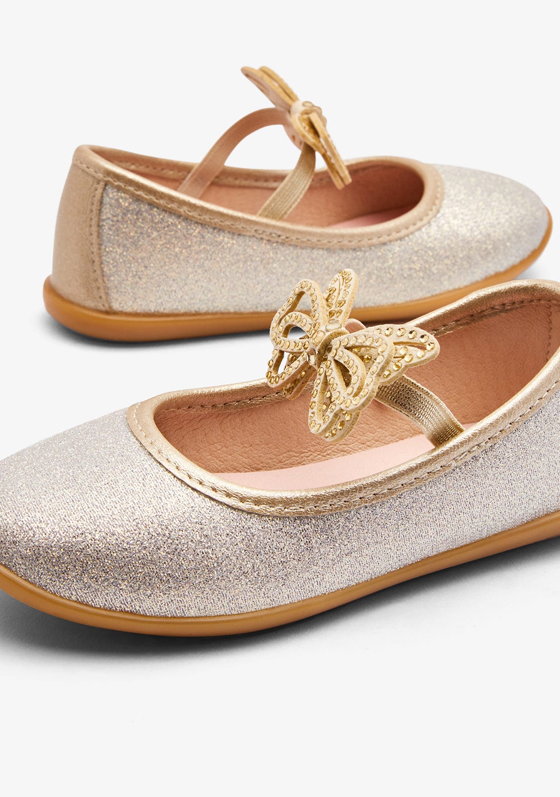 CONGUITOS ZAPATOS / BAILARINAS Gold Butterfly Strip Ballerinas