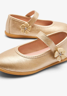 CONGUITOS ZAPATOS / BAILARINAS Gold Flower Strip Ballerinas