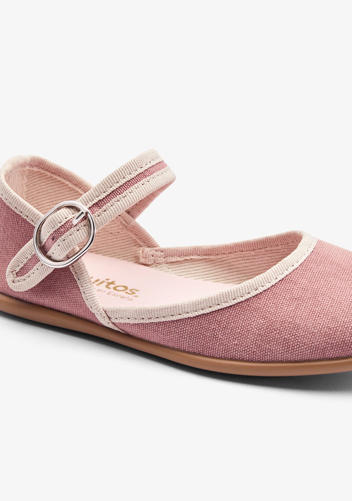 CONGUITOS ZAPATOS / BAILARINAS Pink Buckle Canvas Ballerinas