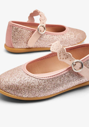 CONGUITOS ZAPATOS / BAILARINAS Pink Glitter Strip Ballerinas