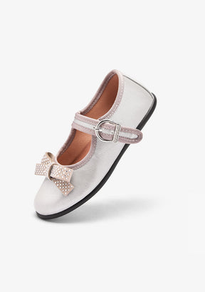 CONGUITOS ZAPATOS / BAILARINAS Silver Bow Mary Janes