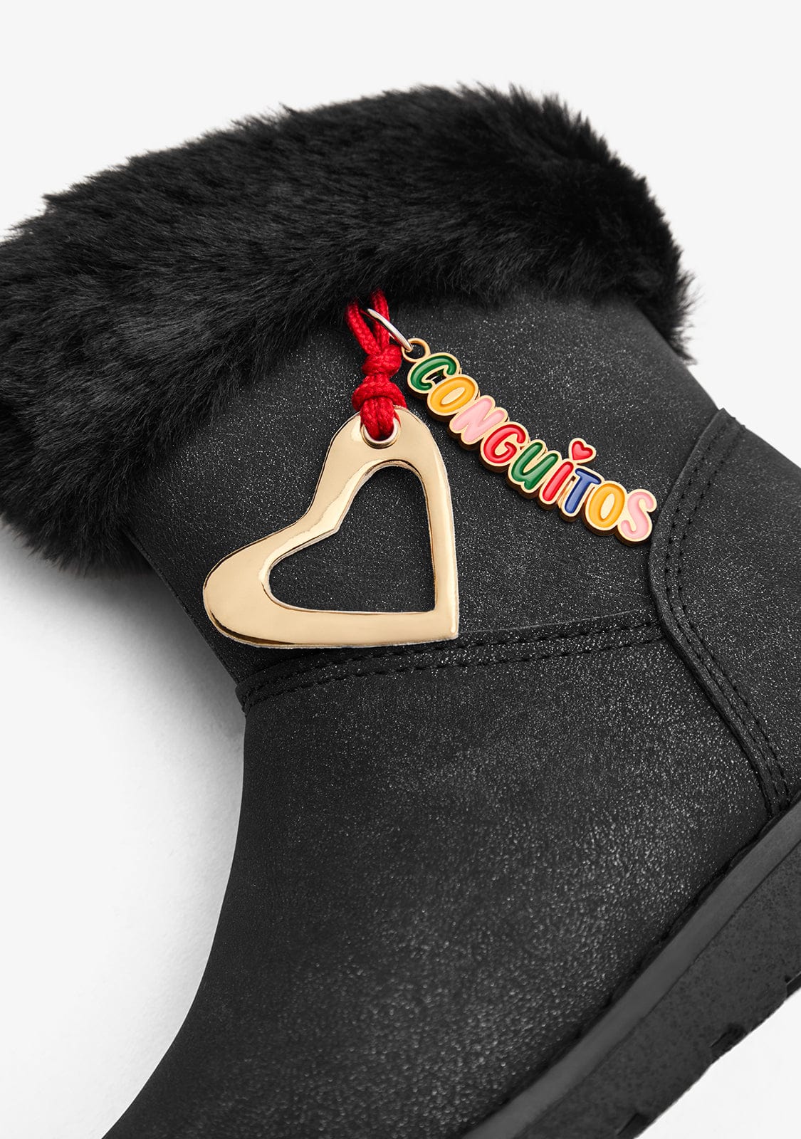 CONGUITOS ZAPATOS / BOTAS Y BOTINES Black Fur Charm Boots