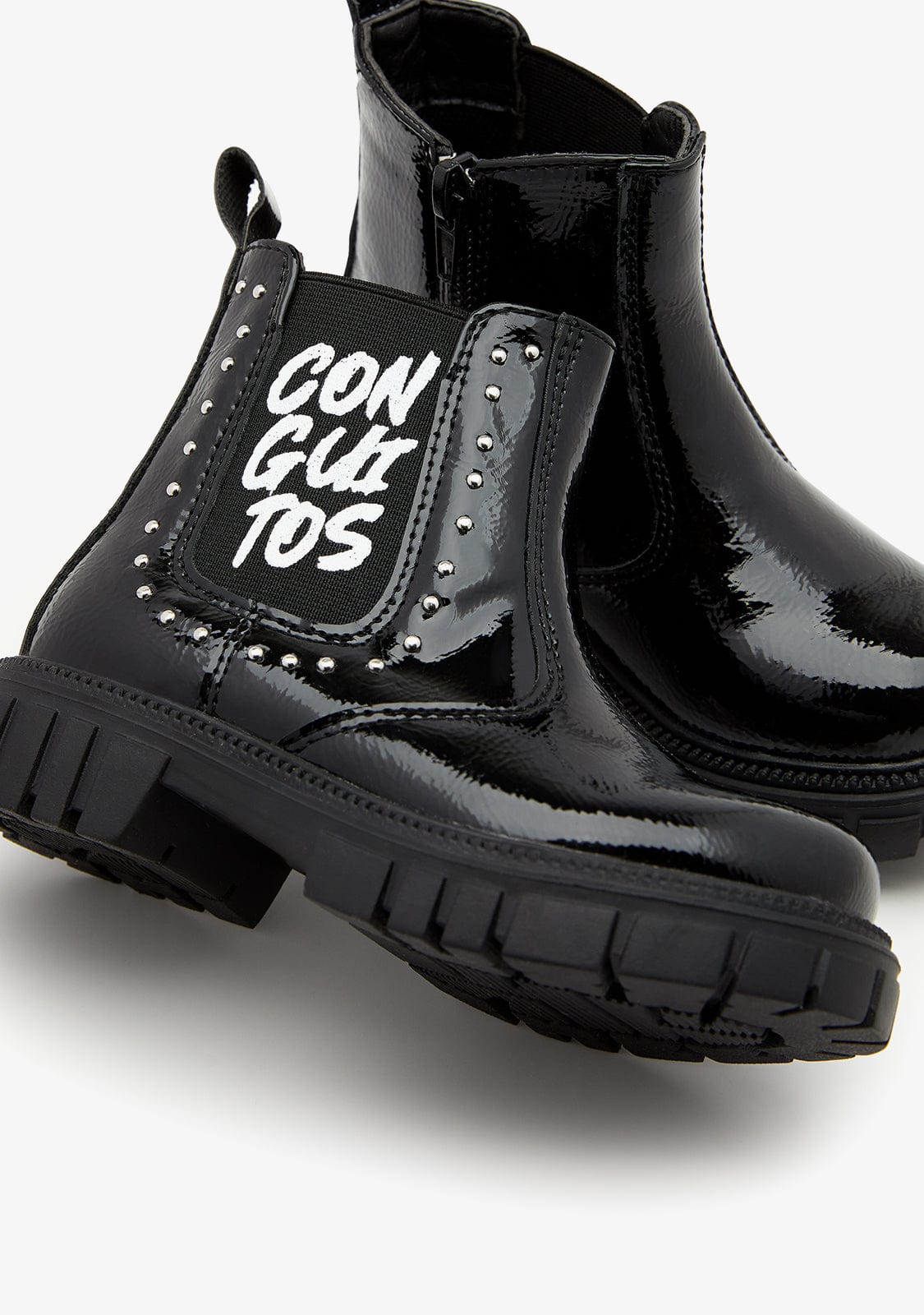 CONGUITOS ZAPATOS / BOTAS Y BOTINES / CHELSEA Black Patent Leather Letters Boots