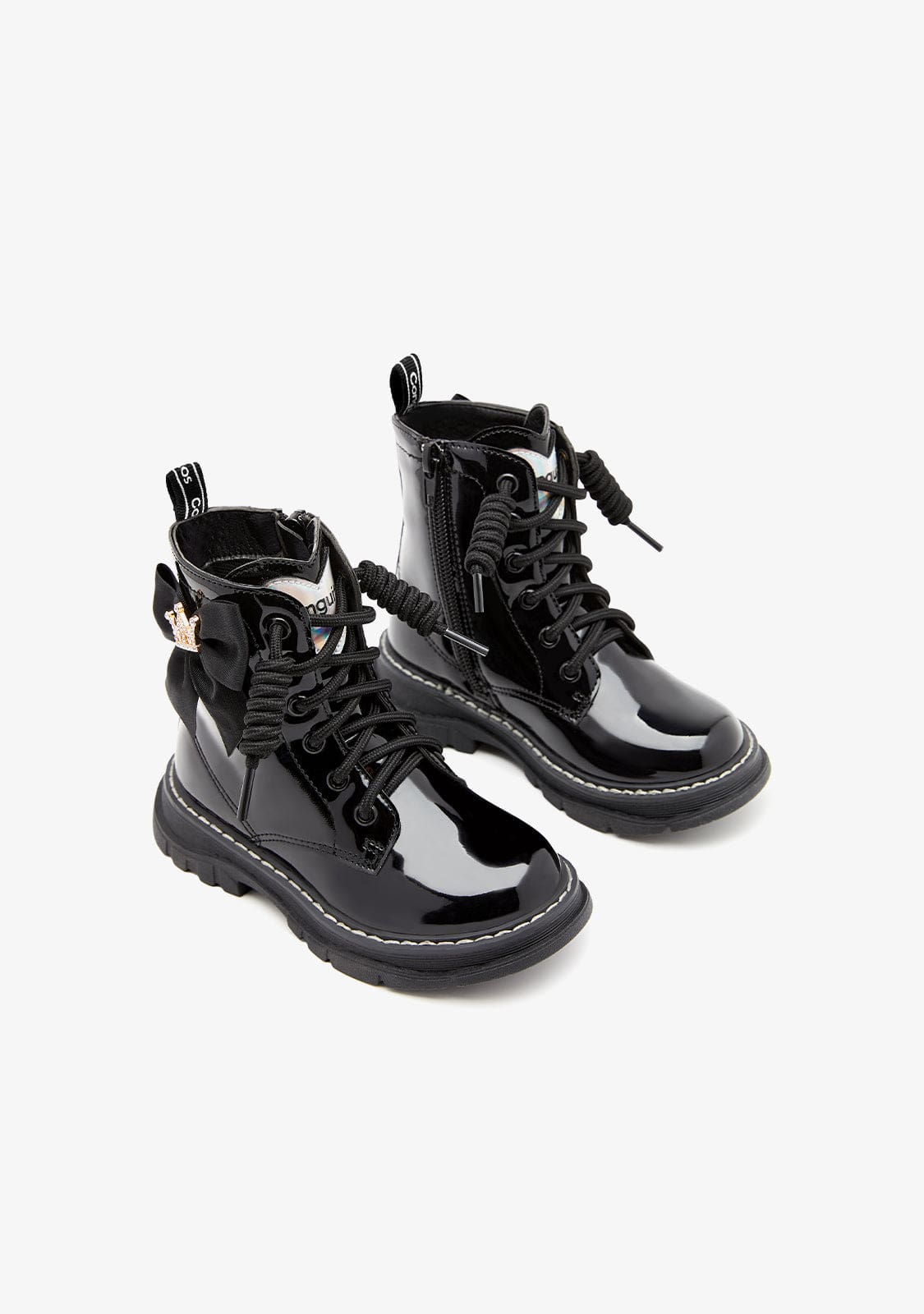 CONGUITOS ZAPATOS / BOTAS Y BOTINES / MILITAR Black Crown Patent Leather Boots