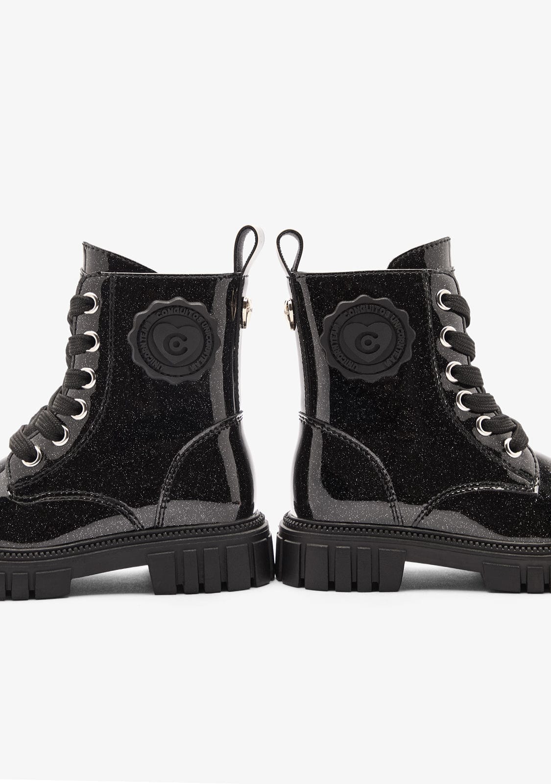 CONGUITOS ZAPATOS / BOTAS Y BOTINES / MILITAR Black Military Patent Boots