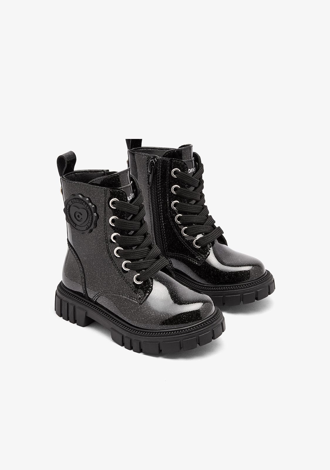 CONGUITOS ZAPATOS / BOTAS Y BOTINES / MILITAR Black Military Patent Boots