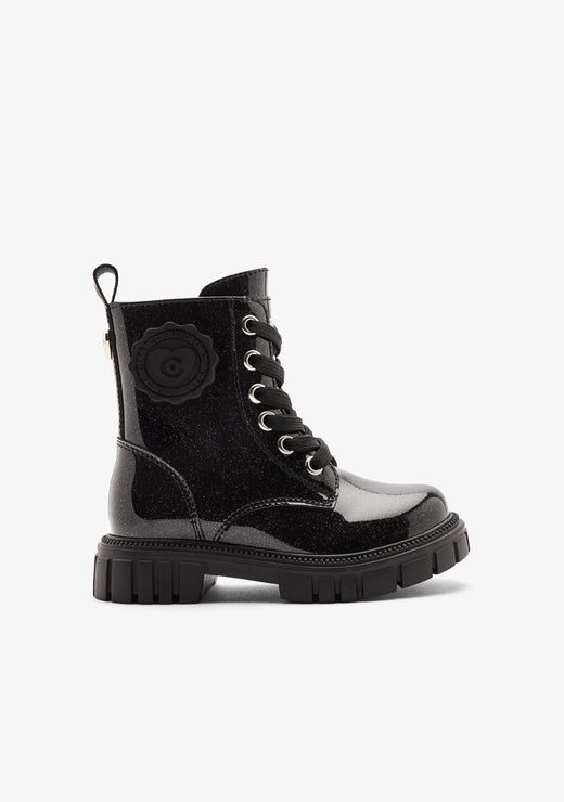 CONGUITOS ZAPATOS / BOTAS Y BOTINES / MILITAR Black Military Patent Boots