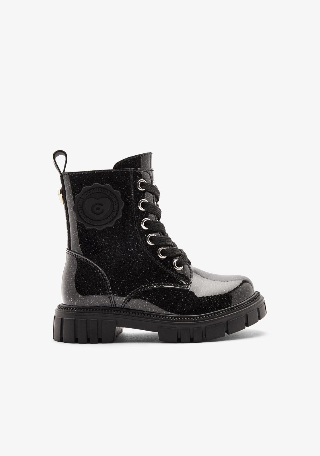CONGUITOS ZAPATOS / BOTAS Y BOTINES / MILITAR Black Military Patent Boots