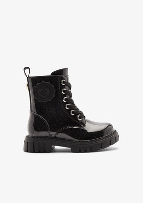 CONGUITOS ZAPATOS / BOTAS Y BOTINES / MILITAR Black Military Patent Boots
