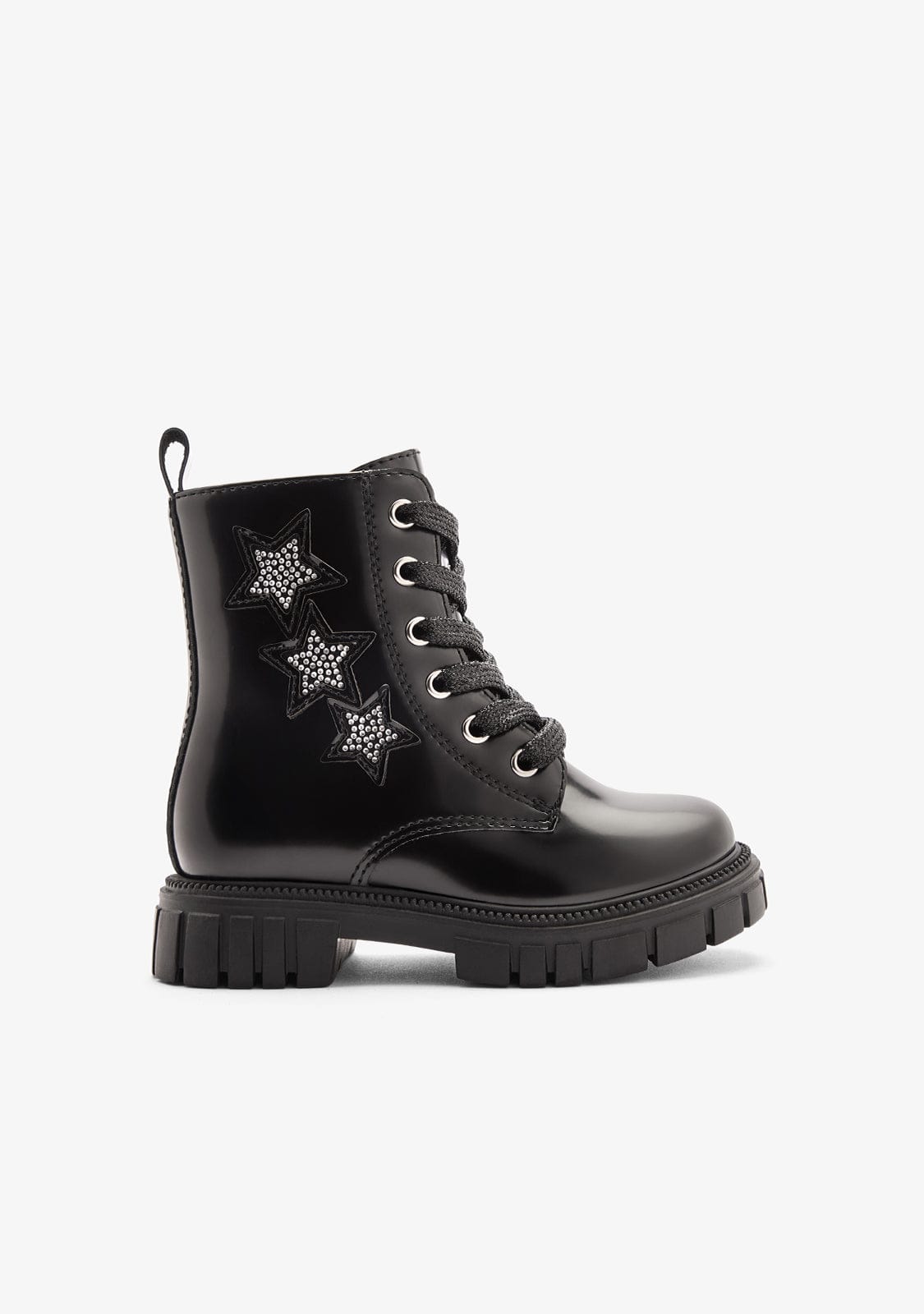 CONGUITOS ZAPATOS / BOTAS Y BOTINES / MILITAR Black Patent Glitter Star Military Boots