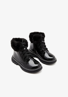 CONGUITOS ZAPATOS / BOTAS Y BOTINES / MILITAR Black Shiny Fur Boots