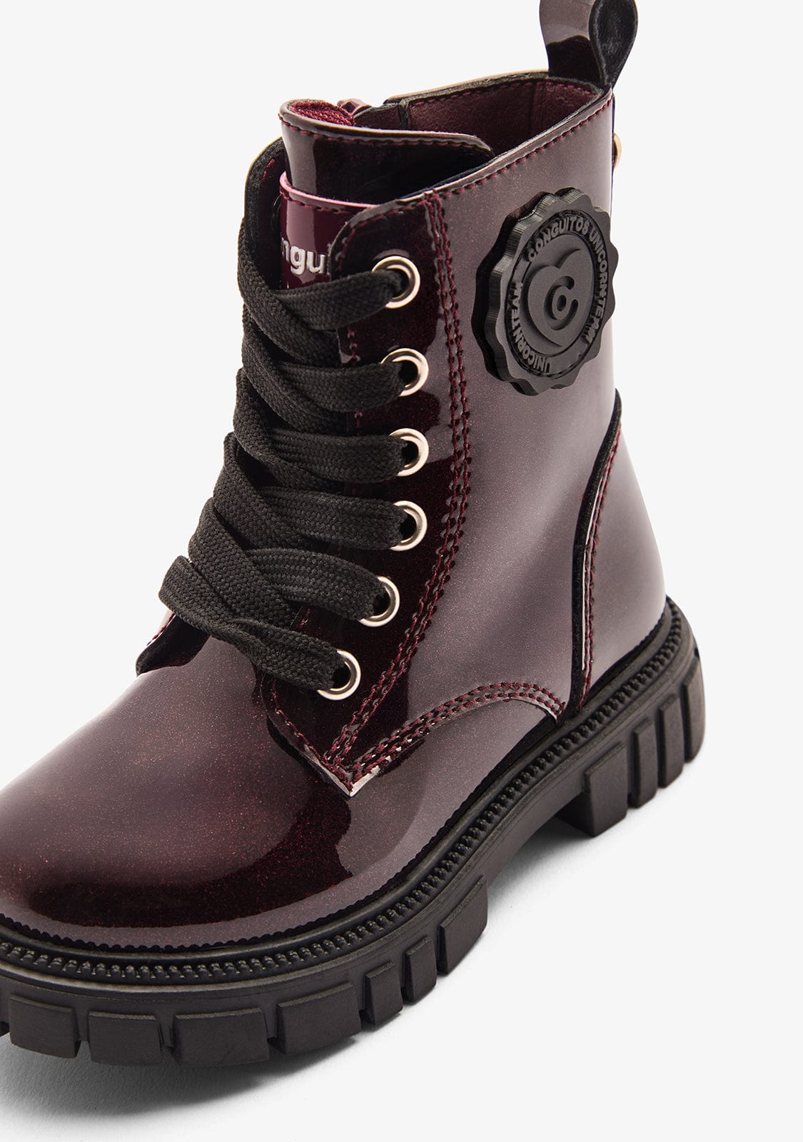 CONGUITOS ZAPATOS / BOTAS Y BOTINES / MILITAR Burgundy Military Patent Boots