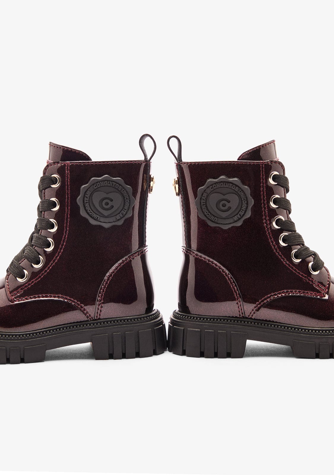 CONGUITOS ZAPATOS / BOTAS Y BOTINES / MILITAR Burgundy Military Patent Boots