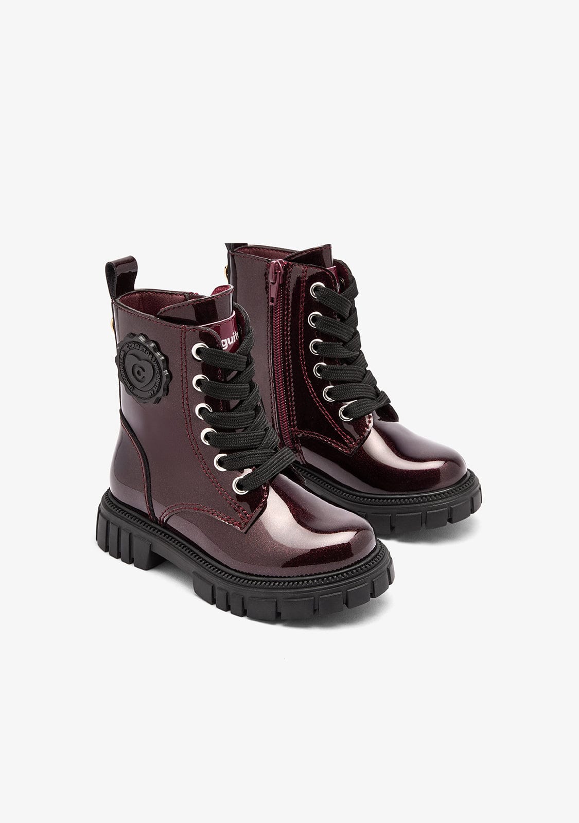 CONGUITOS ZAPATOS / BOTAS Y BOTINES / MILITAR Burgundy Military Patent Boots