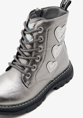 CONGUITOS ZAPATOS / BOTAS Y BOTINES / MILITAR Pewter Hearts Laces Boots