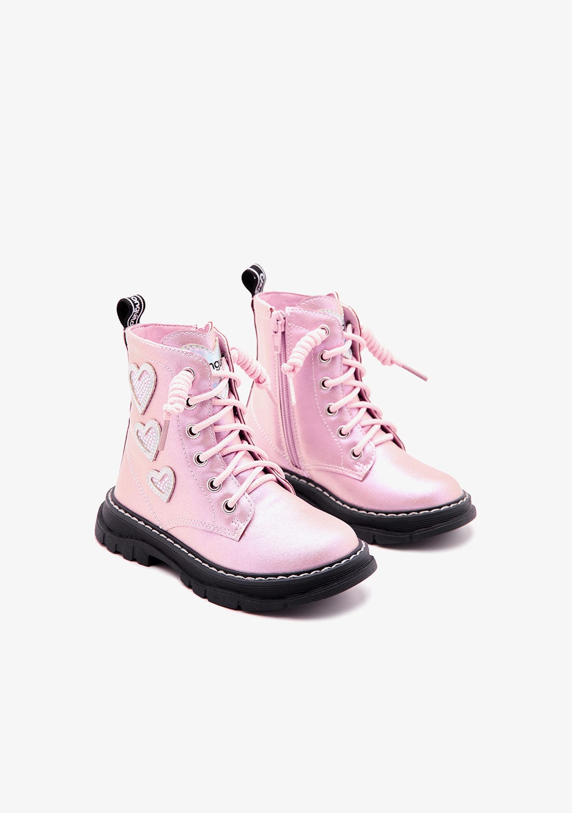 CONGUITOS ZAPATOS / BOTAS Y BOTINES / MILITAR Pink Hearts Laces Boots