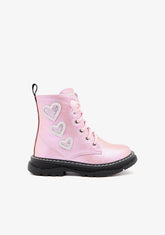 CONGUITOS ZAPATOS / BOTAS Y BOTINES / MILITAR Pink Hearts Laces Boots