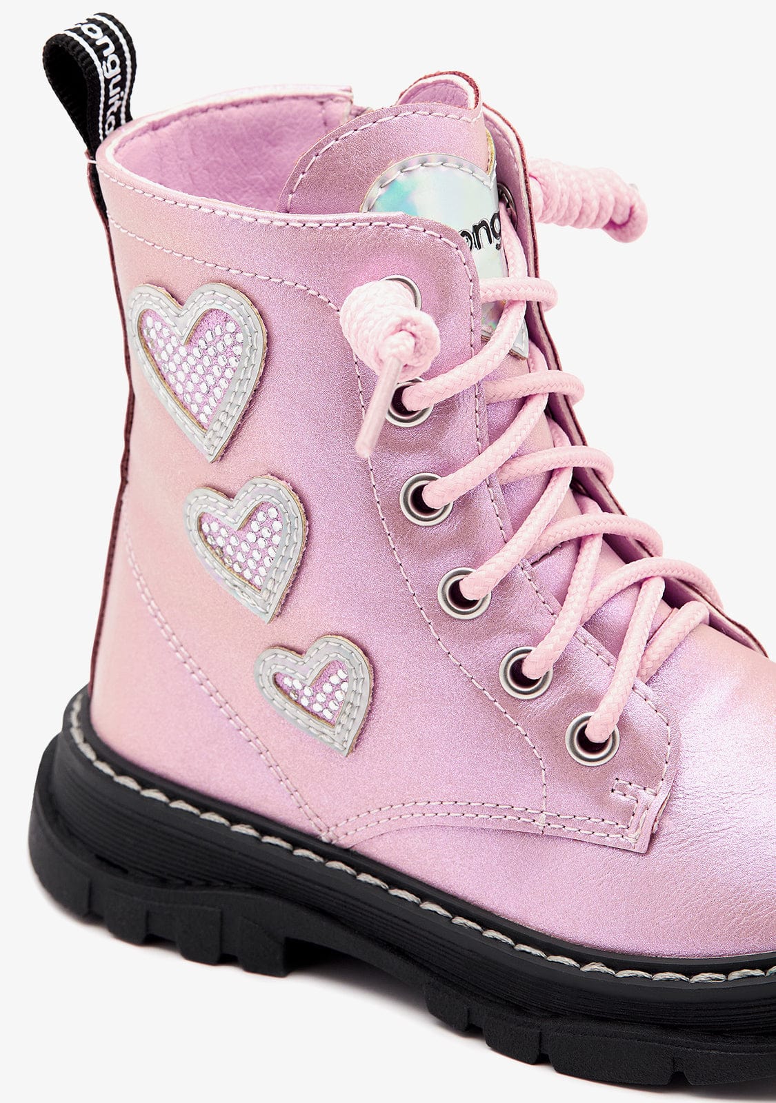 CONGUITOS ZAPATOS / BOTAS Y BOTINES / MILITAR Pink Hearts Laces Boots