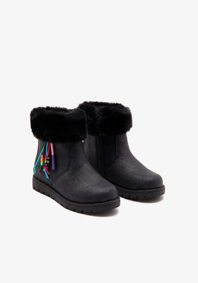 CONGUITOS ZAPATOS / BOTAS Y BOTINES / MONTAÑA Black Fur Plush Boots