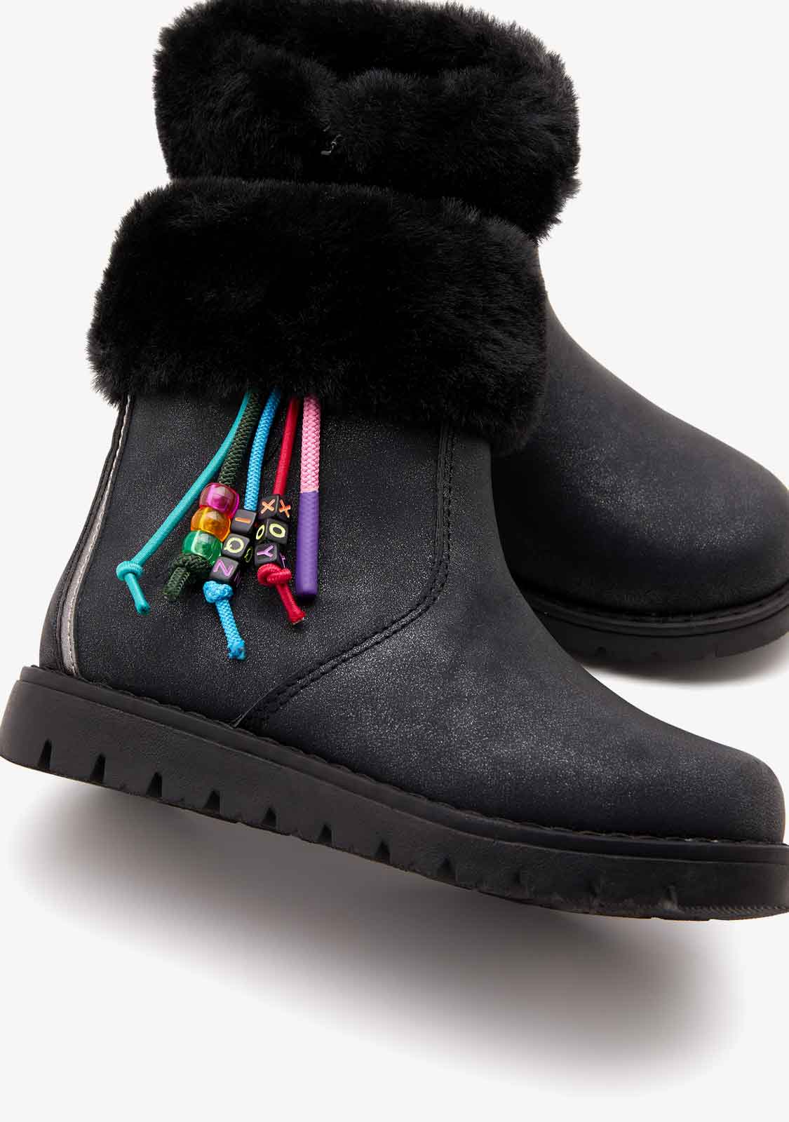 CONGUITOS ZAPATOS / BOTAS Y BOTINES / MONTAÑA Black Fur Plush Boots