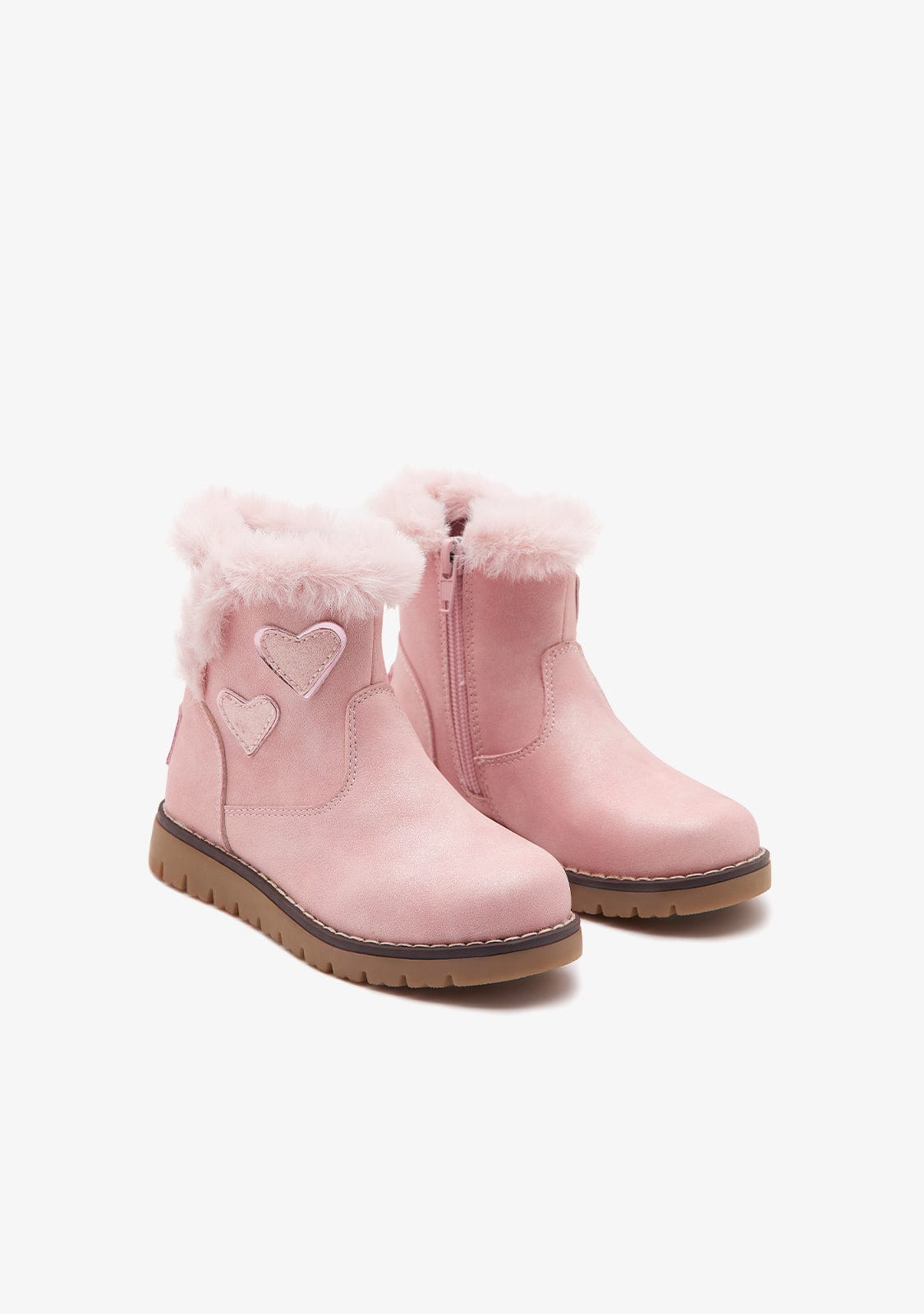 Pink Heart Plush Boots