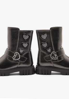 CONGUITOS ZAPATOS / BOTAS Y BOTINES / MOTERA Black Biker Boots Hearts