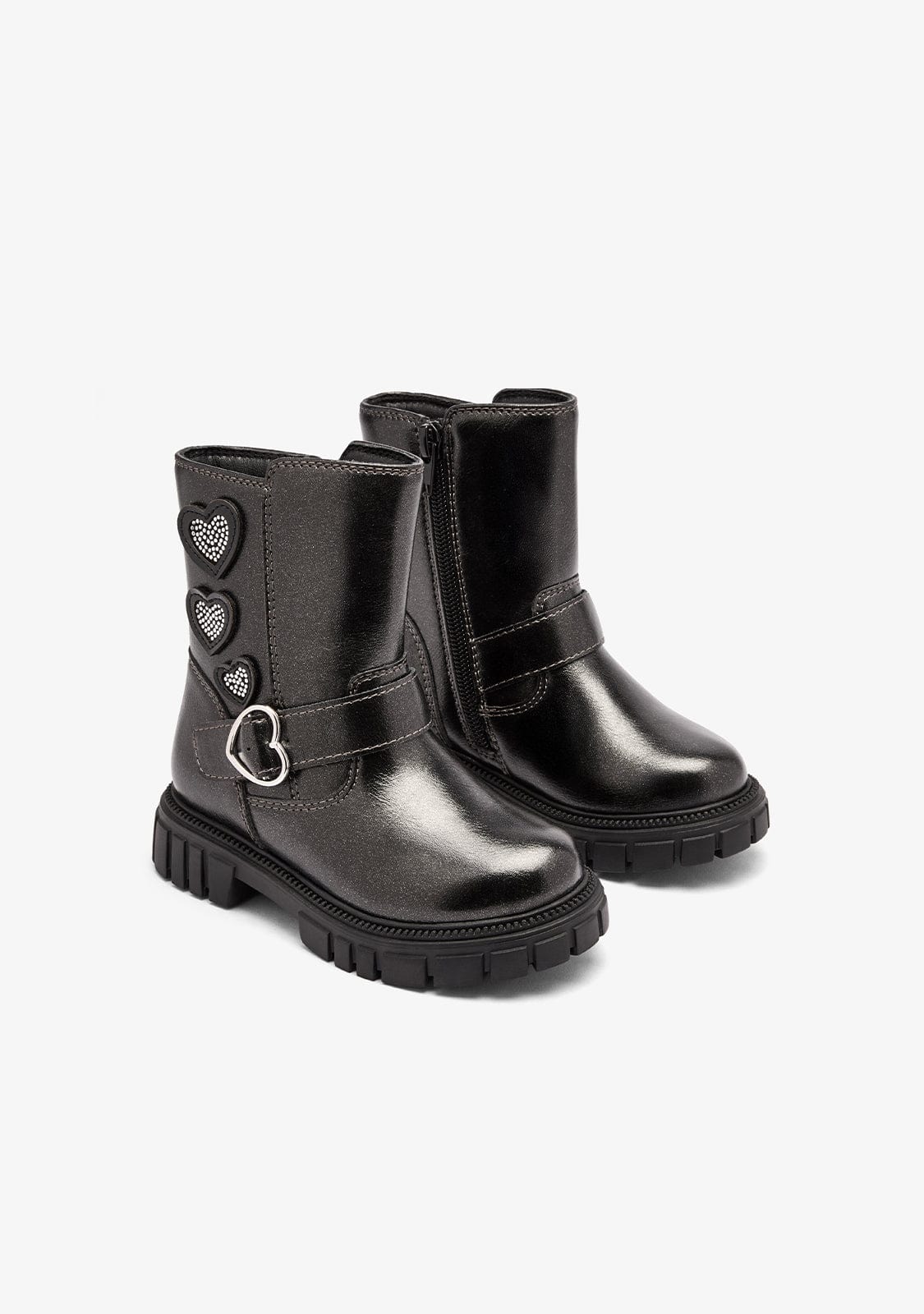 CONGUITOS ZAPATOS / BOTAS Y BOTINES / MOTERA Black Biker Boots Hearts