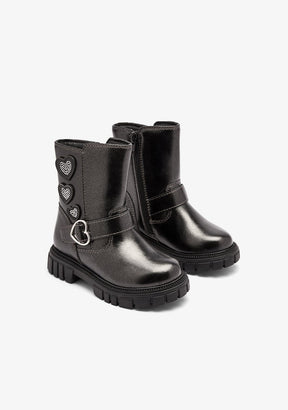 CONGUITOS ZAPATOS / BOTAS Y BOTINES / MOTERA Black Biker Boots Hearts