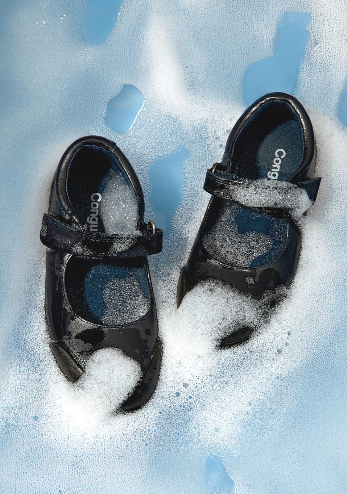 CONGUITOS ZAPATOS / COLEGIALES / MARY JANE Girl's Navy Washable Leather School Shoes