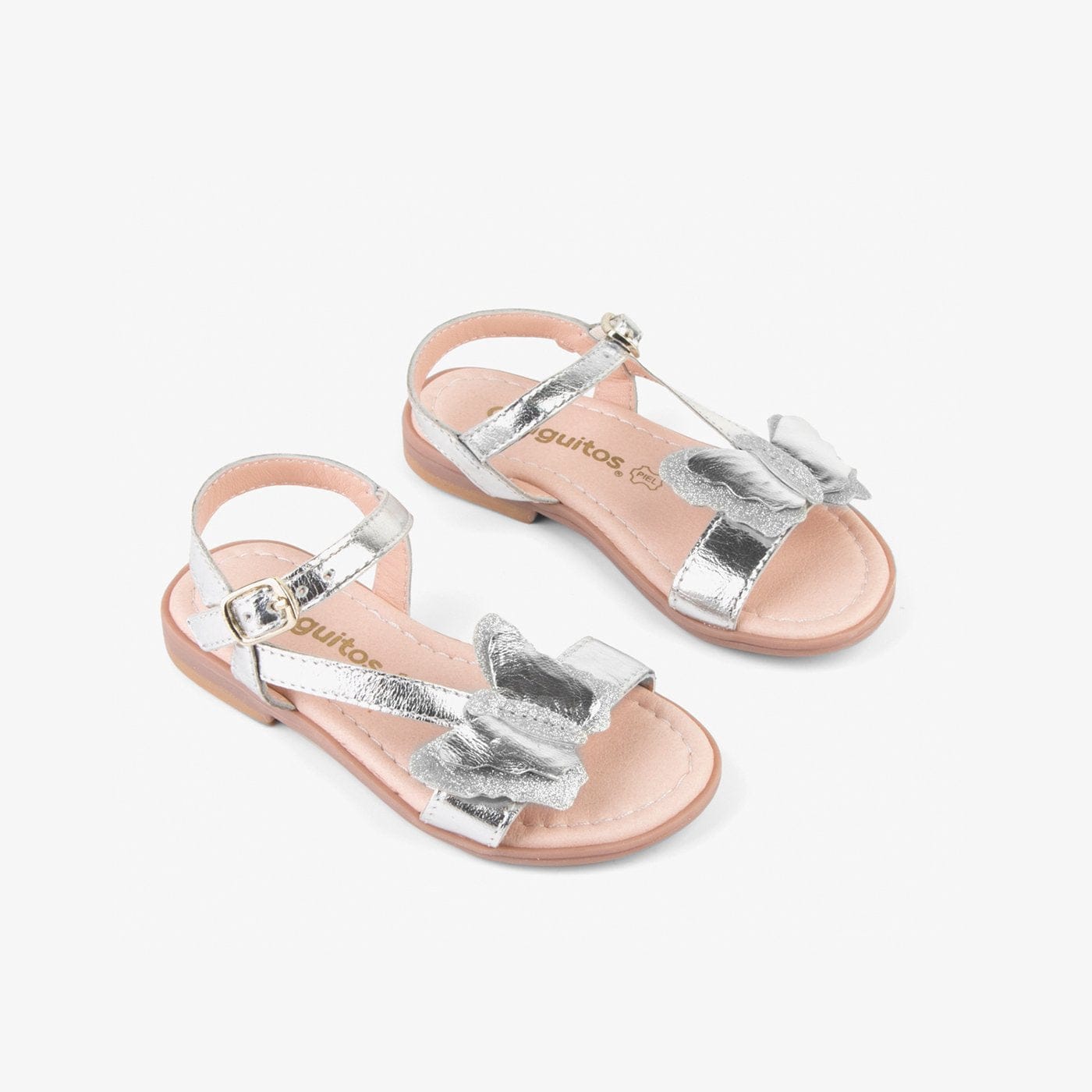 CONGUITOS ZAPATOS Girl's "Butterfly" Silver Leather Sandals