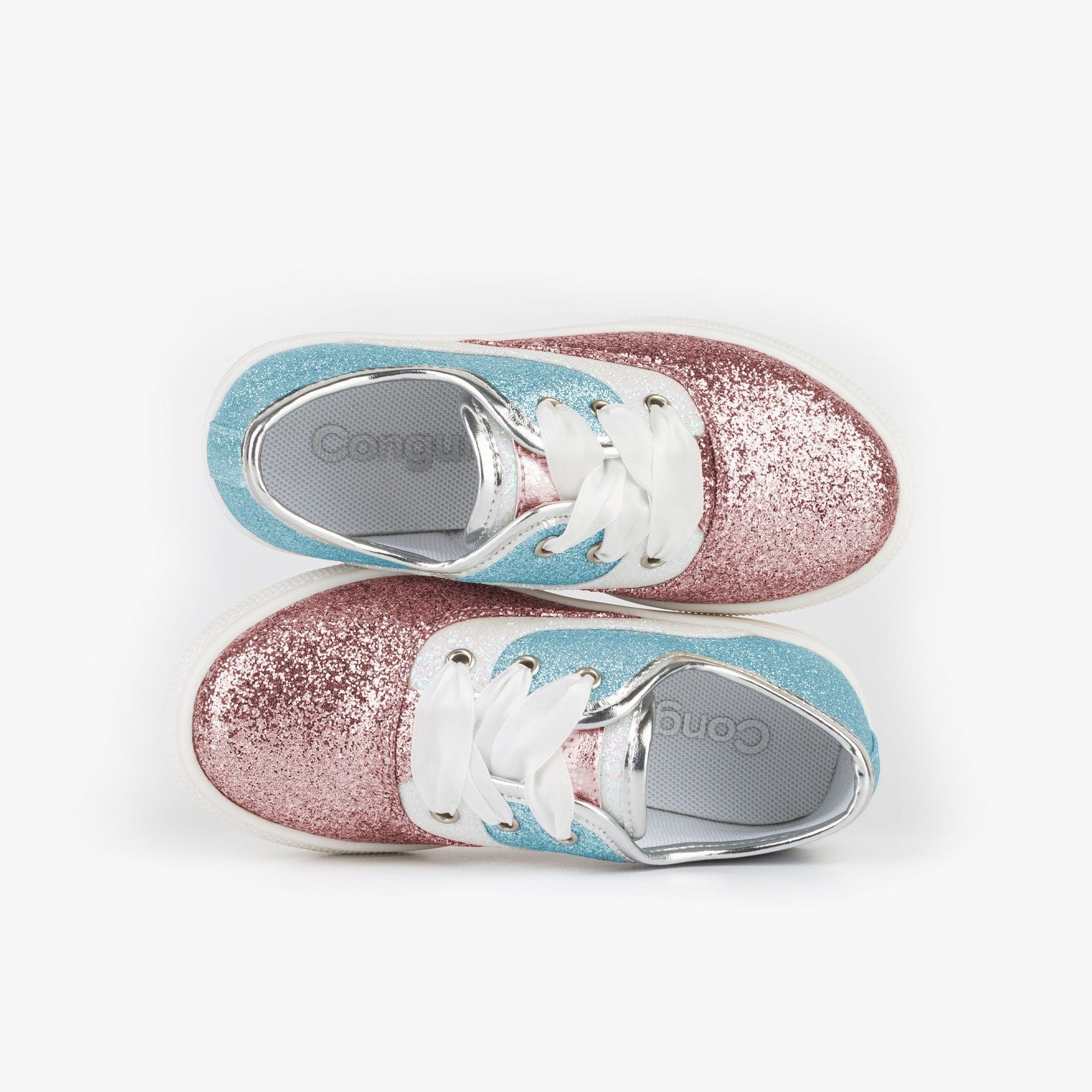 CONGUITOS ZAPATOS Girl's Pink Blue Glitter Sneakers