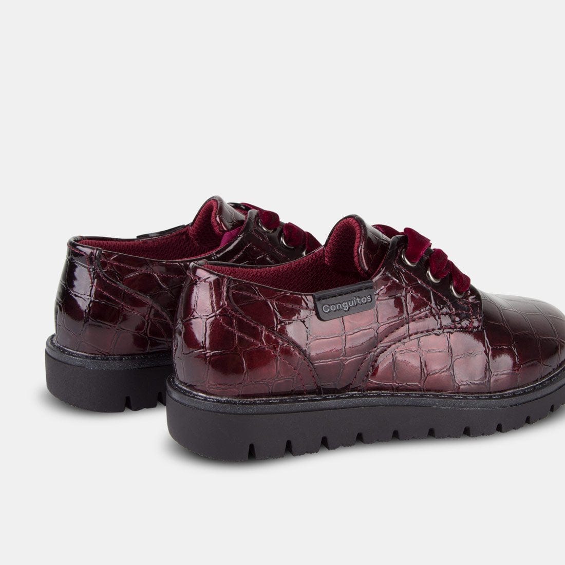 CONGUITOS ZAPATOS Girl's Wine Patent Leather Shoes