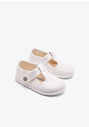 Conguitos ZAPATOS / SANDALIAS Baby´s White Canvas Mary Janes