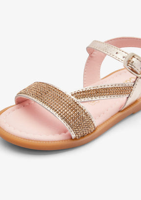 CONGUITOS ZAPATOS / SANDALIAS / HEBILLAS Gold Strips Buckle Sandals