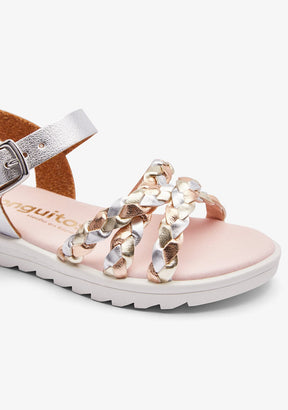 CONGUITOS ZAPATOS / SANDALIAS / HEBILLAS Silver Braid Strip Sandals
