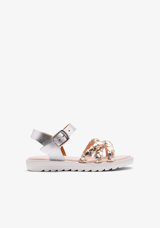 CONGUITOS ZAPATOS / SANDALIAS / HEBILLAS Silver Braid Strip Sandals