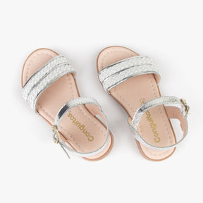 CONGUITOS ZAPATOS / SANDALIAS / TIRAS Girl's White and Silver Sandals