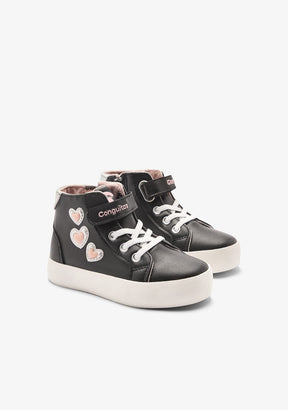 CONGUITOS ZAPATOS / SNEAKERS / BASKET Black Hearts High Strap Sneakers