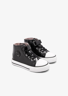 CONGUITOS ZAPATOS / SNEAKERS / BASKET Black Patent High Strap Sneakers